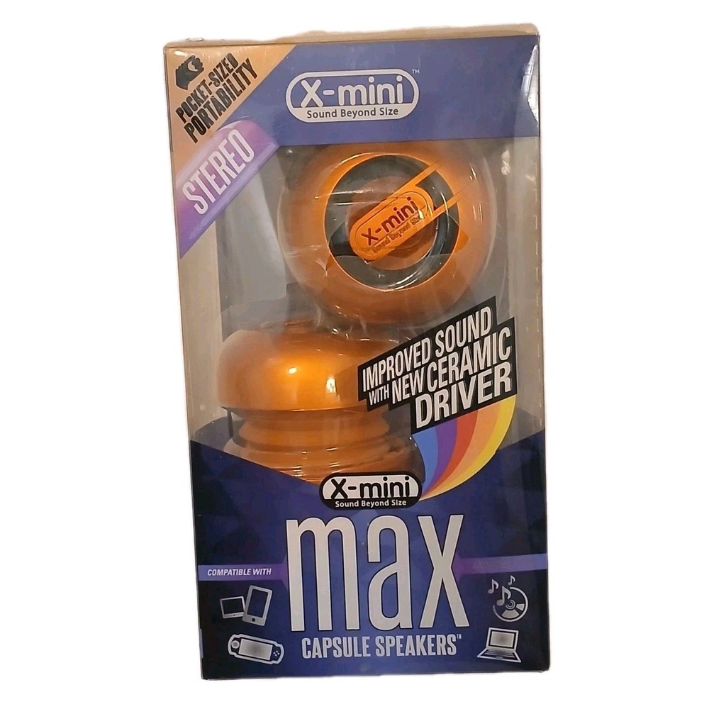 NEW Max X Mini Capsule Speakers Pocket Size Orange Ceramic  Rechargeable SEALED